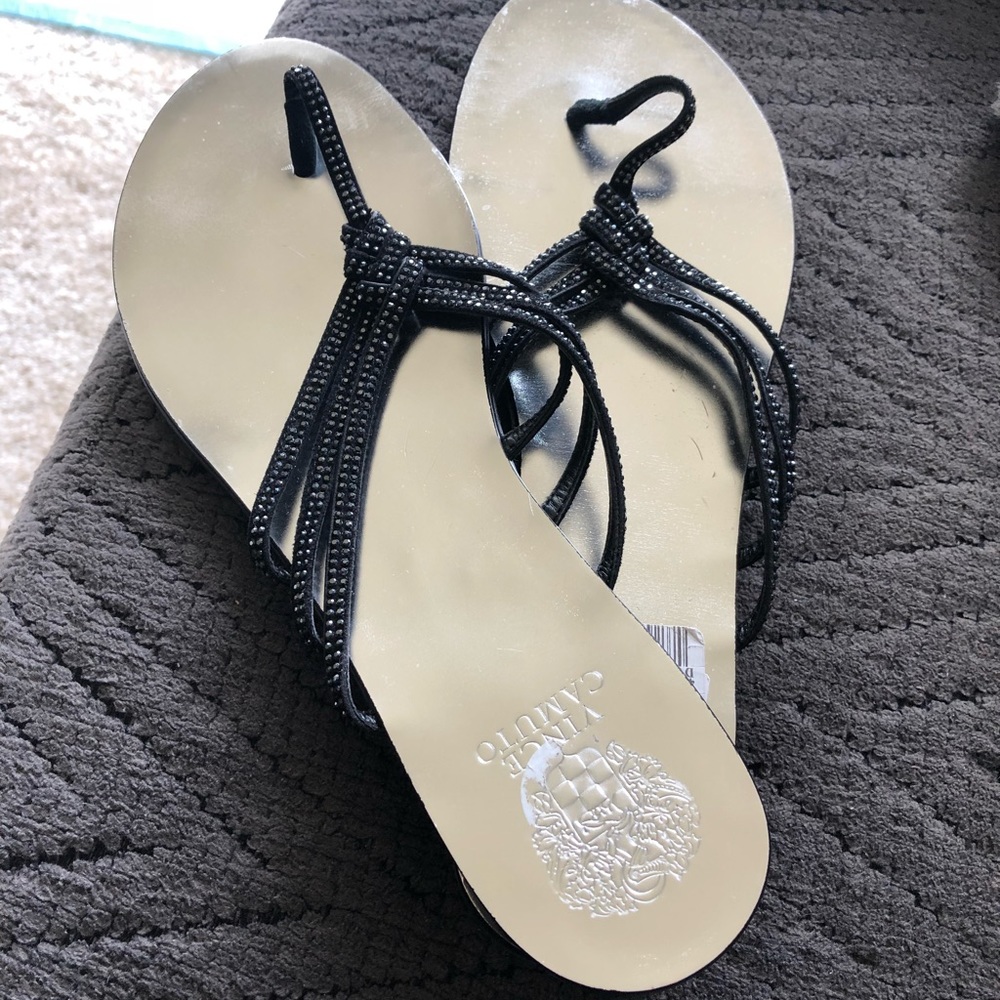 Vince Camuto Black and Silver sandals